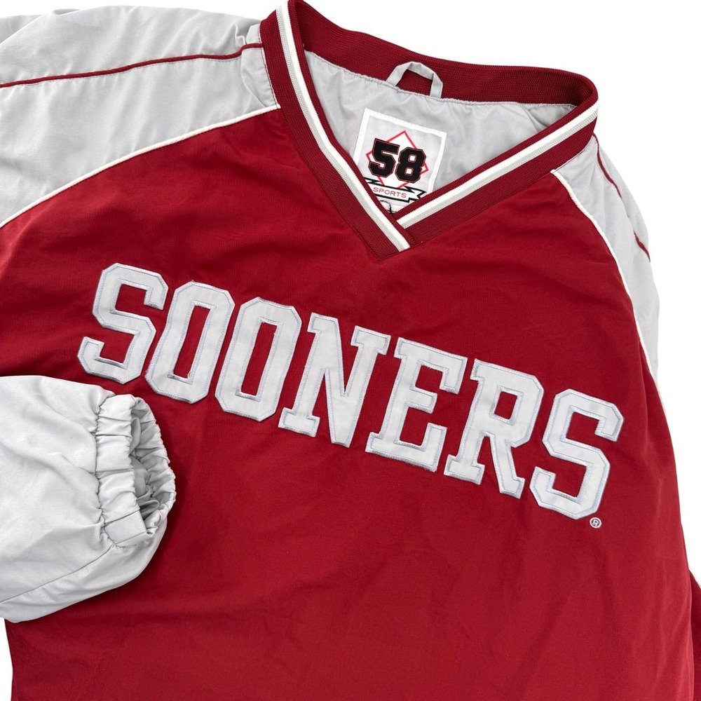 Vintage 58 Sports Oklahoma Sooners Pullover‎ Windbreaker Jacket Mens XL V-Neck